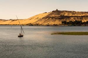 Nile the longest river in Africa. Primary water source of Egypt. Landscape with clear water river. photo