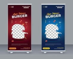 Food roll up banner design template vector