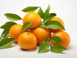 AI generated Fresh orange with leaves photo