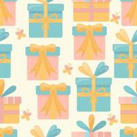 Seamless pattern with gift boxes vector