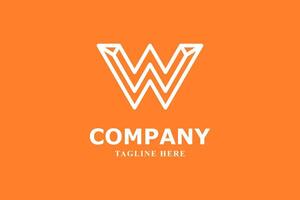 letter w line art logo on an orange background vector