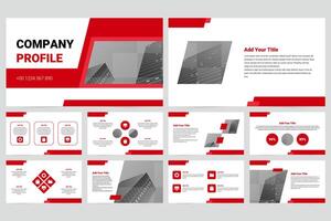 Red modern business work report slide presentation template vector