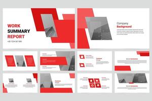 Red modern business work report slide presentation template vector