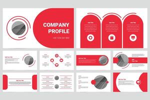 Red modern business work report slide presentation template vector