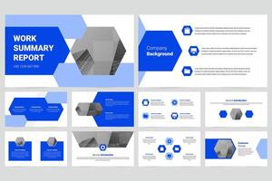 Blue modern business work report slide presentation template vector