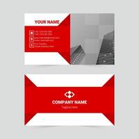 Red modern business card template vector