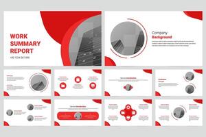 Red modern business work report slide presentation template vector