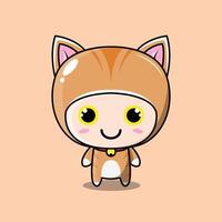 gato personaje naranja blanco vector