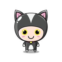 gato personaje negro blanco vector