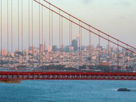Famous Golden Gate Bridge, San Francisco at sunset, USA photo