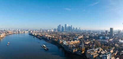 Aerial view of the Iconic Tower Bridge connecting Londong with Southwark photo