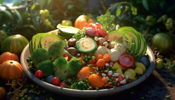 ai generado frescura de orgánico verduras, sano comiendo, otoño colores, y naturaleza generado por ai foto