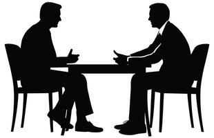 Journalists are interviewing silhouette,Press conference of reporters,Silhouette of interviewing Journalists. vector