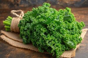 AI generated kale isolated kitchen table professional advertising food photography photo