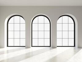 Modern arched black loft window photo