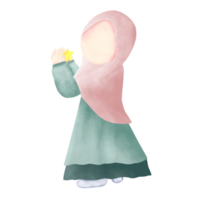 illustration of cute musimah faceless png