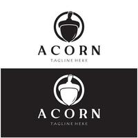 Simple Acorn logo design with leaves,oak leaves logo,isolated with vector illustration editing