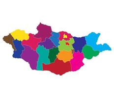 Mongolia map. Map of Mongolia administrator provinces in multicolor vector