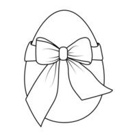 An Easter egg tied with a ribbon. Contoured Easter drawing.Coloring eggs vector