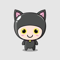 gato personaje negro vector