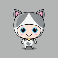 Cat Character White Grey vector