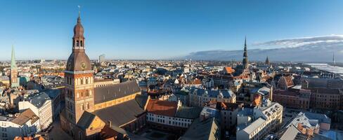 Beautiful aerial Riga view from above. photo