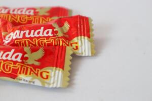 Palembang-Indonesia, January 4, 2024- Ting-Ting peanut candy, is one of the products of the Garuda Food company. photo