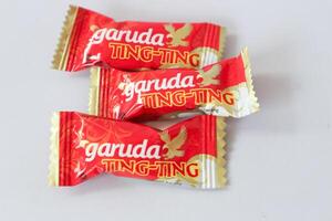 Palembang-Indonesia, January 4, 2024- Ting-Ting peanut candy, is one of the products of the Garuda Food company. photo