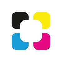 Four squircle shapes colors icon. An arrangement of colorful symbols with round corners. Isolated on a white background. vector