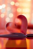 de cerca amor san valentin día diseño. Perfecto corazón forma libro paginas romántico. Clásico estilo Copiar espacio texto luces reflexiones hermosa febrero enamorado día artístico antecedentes. Pareja aniversario foto