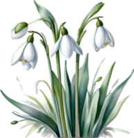 AI generated Watercolor painting of a Snowdrop flower. png