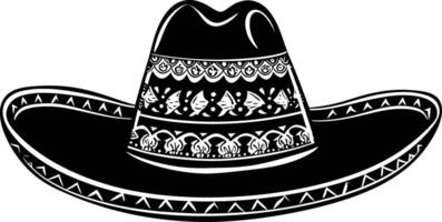 ai generado silueta mexicano sombrero sombrero negro color solamente vector