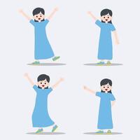 cute girl saying hello and pointing.suitable for promotion vector