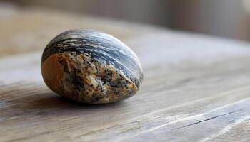 AI generated a rock sitting on top of a wooden table photo