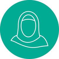 hijab línea circulo color icono vector