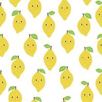 Hand draw summer lemon. Vector Lemon - character. Cute print for fabric or wallpaper.