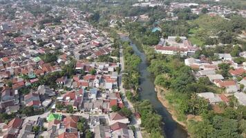 Aerial view of Ciliwung river in West Java, Indonesia video