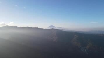 Aerial morning view of a mountain in Bromo, East Java, Indonesia video