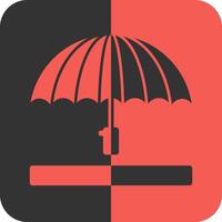 Umbrella Red Inverse Icon vector
