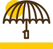 paraguas amarillo mentir circulo icono vector