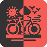 bicicleta rojo inverso icono vector