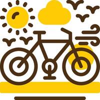 Bicycle Yellow Lieanr Circle Icon vector