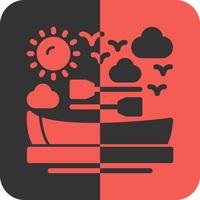 Rowboat Red Inverse Icon vector