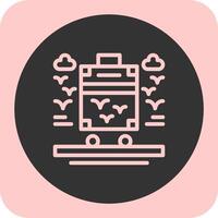 Roller suitcase Linear Round Icon vector