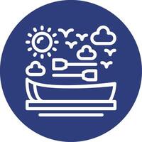 Rowboat Outline Circle Icon vector