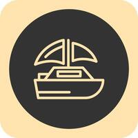 Sailboat Linear Round Icon vector