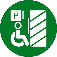 silla de ruedas accesible estacionamiento glifo circulo icono vector