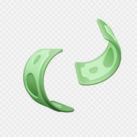 Twisted Dollar Bill. Green 3d render american money. Dollar banknote in cartoon style. Vector illustration