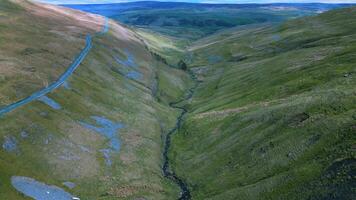 Aerial video of the stream in the mountains in UK