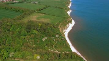 Aerial view of the coast in England during the summer video